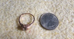 Art Deco Filigree 14k Rose Gold White Sapphire Engagement Ring Size 7.0