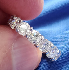 Original EARTH MINED DIAMOND Deco Band Vintage Eternity Anniversary Ring Size 7