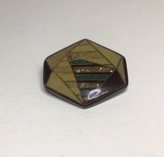 Abstract Lucite Acrylic Pin Brooch Hexagon Shaped 1 7/8 Inch x 1 7/8 Inch Vtg