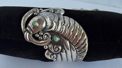 STERLING TAXCO MEXICO DOUBLE KOI FISH CLAMPER BRACELET SIGNED E.D. PICHARDO