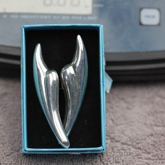 Wing Design Heavy Clip on Earrings Sterling Silver