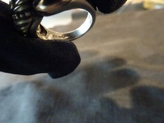 #595–VINTAGE BJC 925-14K–STERLING SILVER RING–SIZE-7–TWO STONES