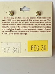 RainbowFlake Genuine 24k Flakes Turquoise Resin 18kt Gold Plate Pierce Earrings
