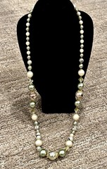 HONG KONG AVON GREEN ORANGE IVORY FAUX PEARL BEAD MCM VINTAGE NECKLACES LOT 5 EU