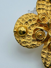 Vintage Signed European Modernist Brooch Pendant Gilt Brass Lovely Gold Tone