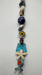 Vintage Multi Color Glass Metal Acrylic Ceramic Stars Flower Beaded Necklace 15″