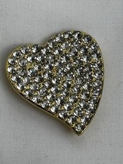 Vintage Gold Rhinestone Heart Button Brooch Back – Sewing Craft Embellishment