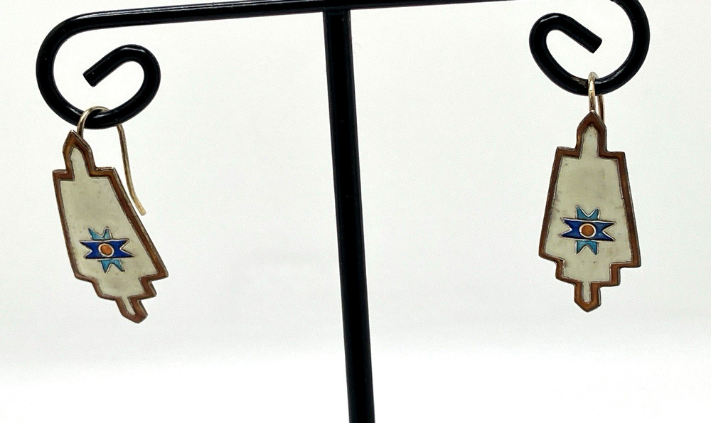 Vintage Sterling Silver with Gold-Plate Enamel Earrings