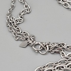 Sarah Coventry Long 2 Strand Chain Necklace Silver Tone Spring Ring Close Vtg
