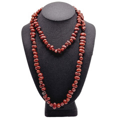 Artisan Hand Strung Red Seed Nut Bead Single Strand Infinity No Clasp Necklace
