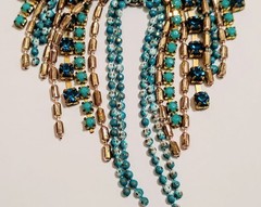 Turquoise Blue Gold Seed Bead Fringe Chandelier Earrings Elegant Boho Statement