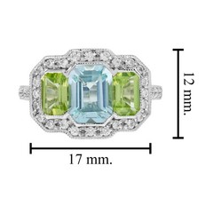 3Ct Art Deco Vintage Style Lab Created Aquamarine Wedding 14k White Gold FN Ring