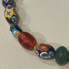 Italian Milifiore Oval Multicolored, Cloisonné & Carved Animals Bead Necklace