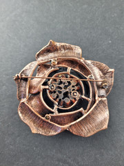 Rhinestone Enamel Metal Flower Brooch for Blazer Jacket Heavy