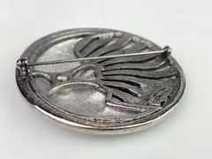 TONA Vintage Silver Tone Round Large Pin Brooch Moon Face