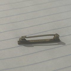 Vintage Engraved Metal Bar Brooch Gold Top