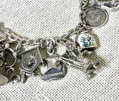 Vtg 800 Silver Charm Bracelet 900 Charms Travel Italy Europe Gondola Eiffel 50g