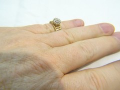 Beautiful Brutalist 14 K Gold Twig 19 Diamond Double Halo Sz 6.5 Cocktail Ring
