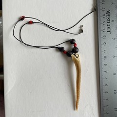 Stingray Barb With Beads Necklace And Clamp Vintage Beachwear
