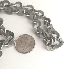 Vintage Silver Tone Chunky Chain Necklace Lightweight Textured 26”