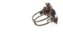 Vintage Husár D Czech Glass Rhinestone Bracelet – Pink Cabochon Statement Signed