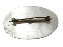 OLD MOTHER OF PEARL PIN C CLASP PRETTY CARVED VINTAGE OLD FASHIONED