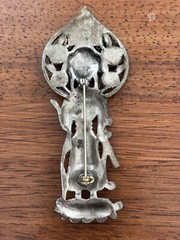 Rare Czech Gemstone Brooch Figure Goddess Missing 1 Stone