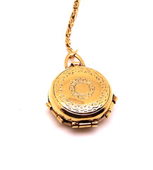 Vintage 1928 Co. Gold Tone Four Picture Locket Pendant Y Chain Necklace 24″ + 4″