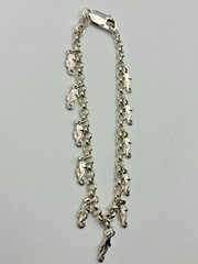 Vintage Italian Fine Sterling Silver Darling Seahorse Charm Chain Bracelet