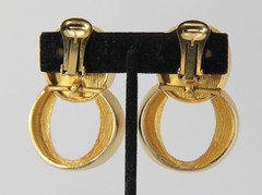 Vintage 1980s Brushed Mate Gold Tone Runway Bold Modernist Statement Earrings