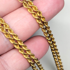Vtg Italy 1/20 14K Yellow Gold-Filled GF Rope Chain Necklace 30″ 20.1g – 3.3mm