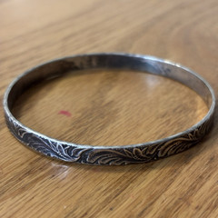 Vintage Warmet Polish Silver Bangle Bracelet 800 Mid Century Acanthus Leaf 18.3g