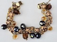 VINTAGE JULIANA (D&E) BROWN TOPAZ RHINESTONE 5-LINK BRACELET