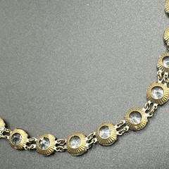 Rivière Clear Czech Glass Necklace Brass Choker Art Deco 14.5” Faceted Open Back