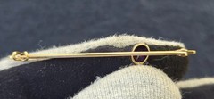 Antique Victorian 15K Yellow Gold Deep Purple Amethyst Crimp Set Brooch Pendant