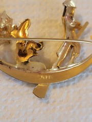 Damascene Spain Man And Lady In A Gondola Boat Brooch Made Spain