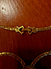 Vintage Goldette NY Guilloche Pink Roses Slide Lariat Necklace gold tone chain