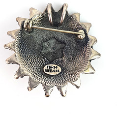 Vintage Mexico Sterling Silver 925 Starburst Brooch Pin Oxidized Artisan 1.25 in