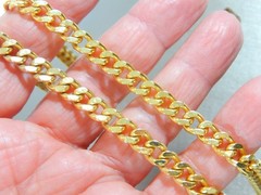 VTG. CUBAN CURB LINK GOLD PLATED 18.5″ CHAIN NECKLACE