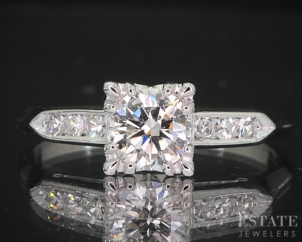 Antique Platinum Transitional Natural .53ctw Diamond Engagement Ring 4.1g i19196