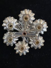 Brooch, Vintage Rhinestone Flower with Filigree Metalwork Rhinestone
