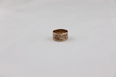 Victorian 10K rose gold BAND ring Wide Leaf Leaves Flowers Vines 3.1 g sz 7