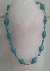 Vintage JTV Heavy Blue Howlite Gemstone Beaded 24” Necklace