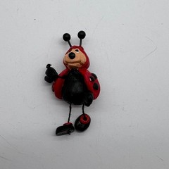 Vintage Resin Ladybug Brooch Red Black Dangle Leg Whimsical Insect Pin J109