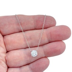 Vintage Sterling Silver 925 Cubic Zirconia Pendant Necklace 16″, 17,” 18″