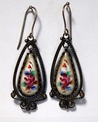 Vintage 1980s Russian Hand Painted Enamel Jewelry Earrings 3 Variations #122,157