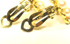 LOVELY! VINTAGE! 14K SOLID YELLOW GOLD PEARL EARRINGS. 6.35 GRAM.