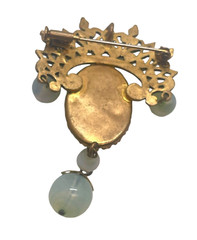 Stunning Large Opaline Glass French Brooch or Pendant, Opaline Glass Beads
