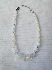 Vintage AB Aurora Borealis Crystal Bicone Bead Choker Necklace Jewelry