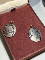 Vintage reed & barton damascene owl 24kt electroplate owl earrings